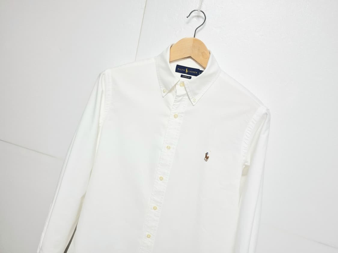 남성 폴로 클래식핏 멀티포니 옥스퍼드 화이트 흰색 긴팔 남방 셔츠 상품이미지1