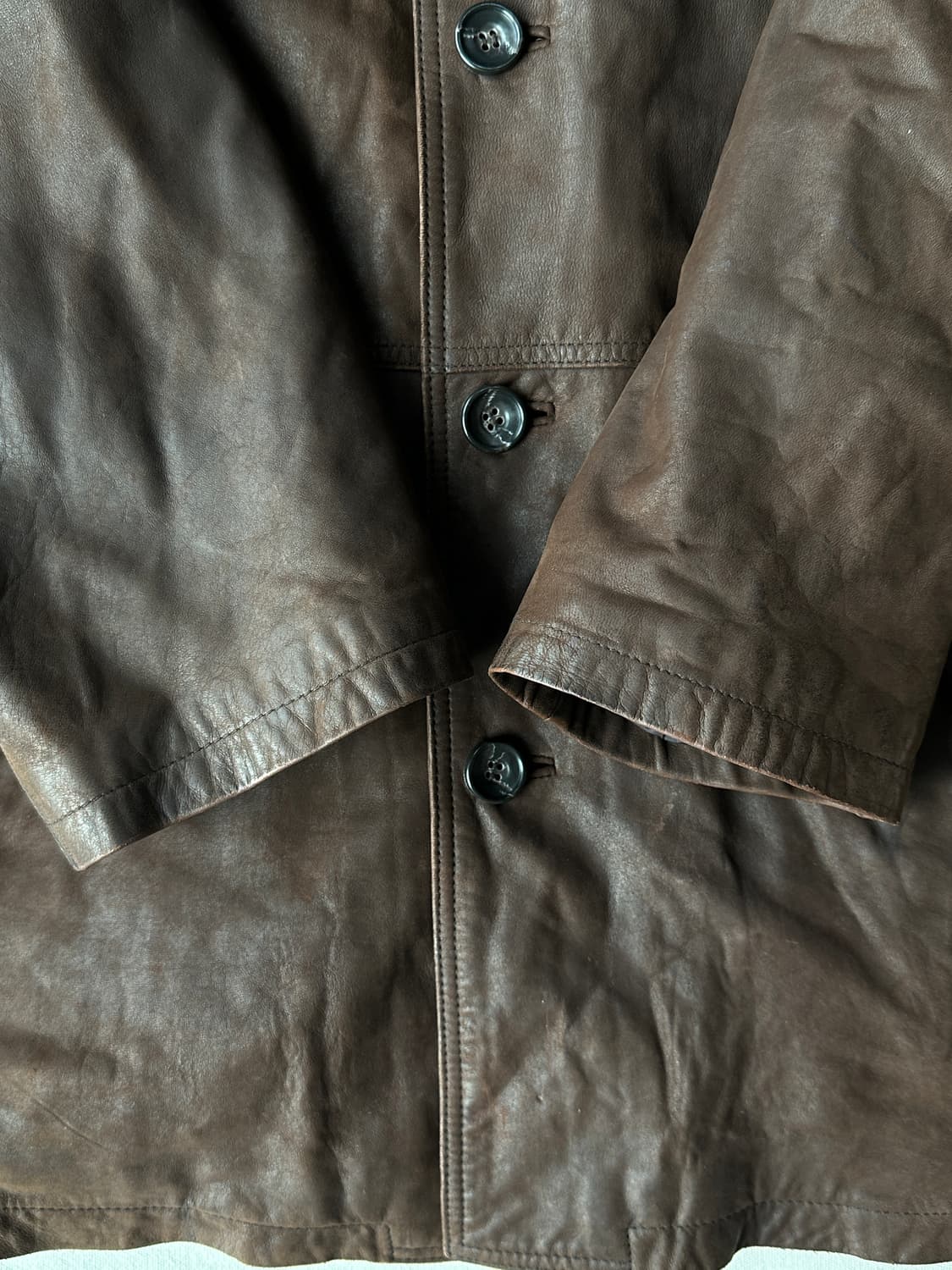 라코스테 90s 양가죽 레더 하프코트 110 오버핏 상품이미지4