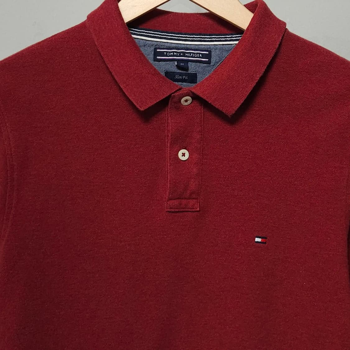 95)TOMMY 타미 힐피거 긴팔 카라티셔츠 레드 상품이미지2