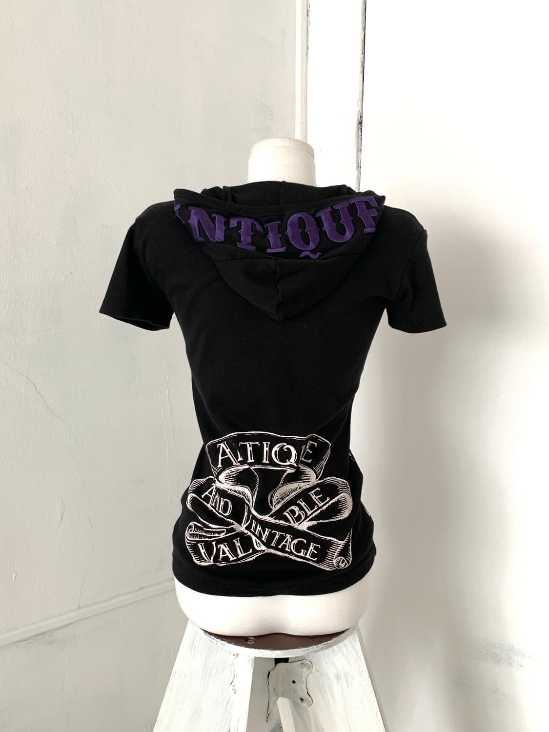 Glitz print hooded short-sleeve top 상품이미지3