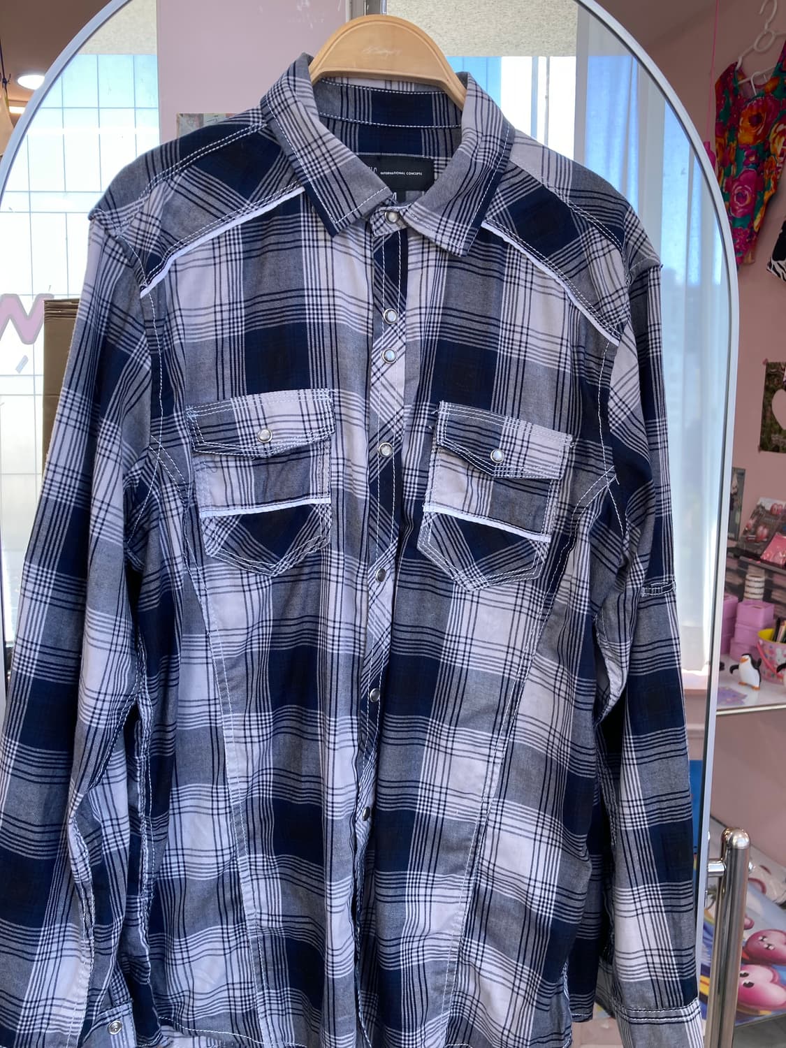 cotton 100, 웨스턴 빈티지 체크 에스닉 포켓 셔츠 상품이미지2