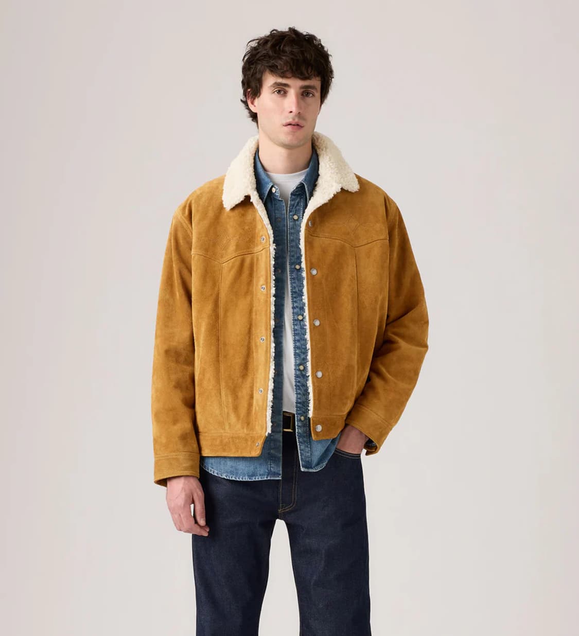 리바이스 쉐르파 웨스턴 스웨이드 레더 트러커 자켓 상품이미지2