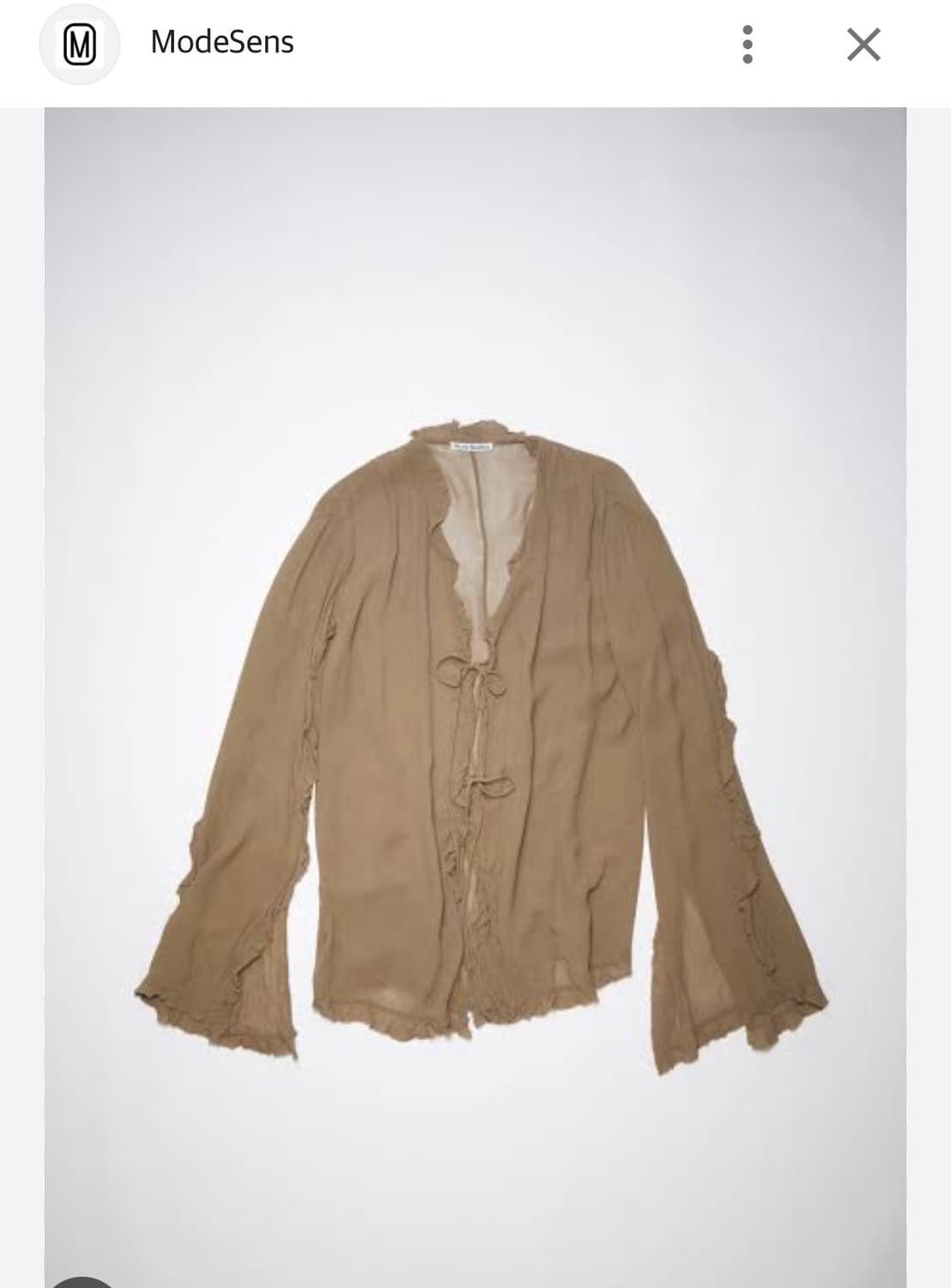 아크네스튜디오 보헤미안 프릴 블라우스 셔츠 34 새상품 브라운 상품이미지1