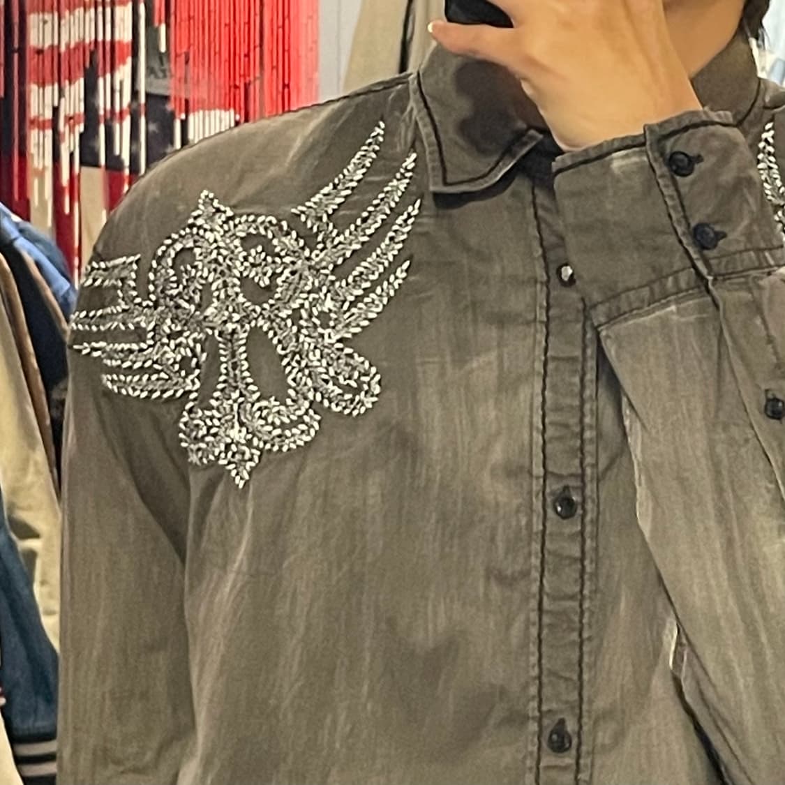 [IM] vtg 웨스턴 자수 차콜 셔츠 상품이미지6