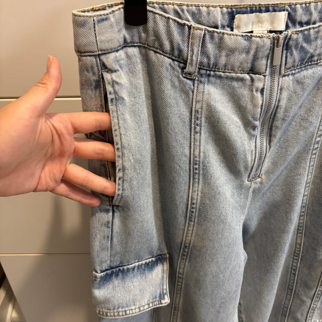 H&M 데님 카고 와이드 연청 팬츠 M 상품이미지6