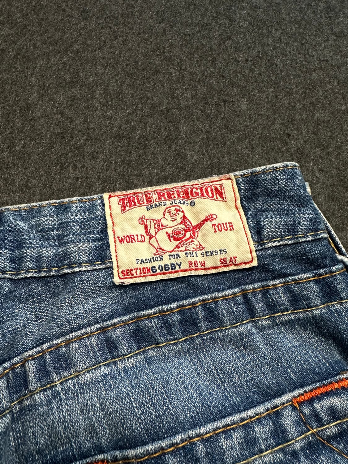 트루릴리전 자수 백패치 로우라이즈 부츠컷 데님팬츠 오리엔탈 y2k 상품이미지6