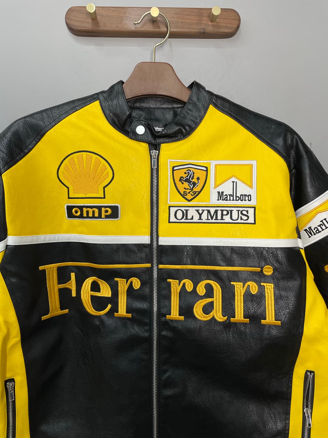 페라리 말보로 패치워크 옐로우 배색 레더 레이싱 자켓 H1841 상품이미지3