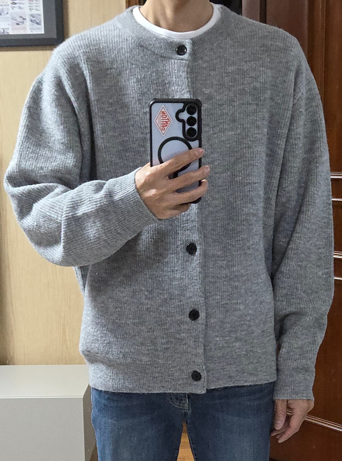 (착샷) 더니트컴퍼니 알파카 블렌드 라운드 니트 가디건 상품이미지8