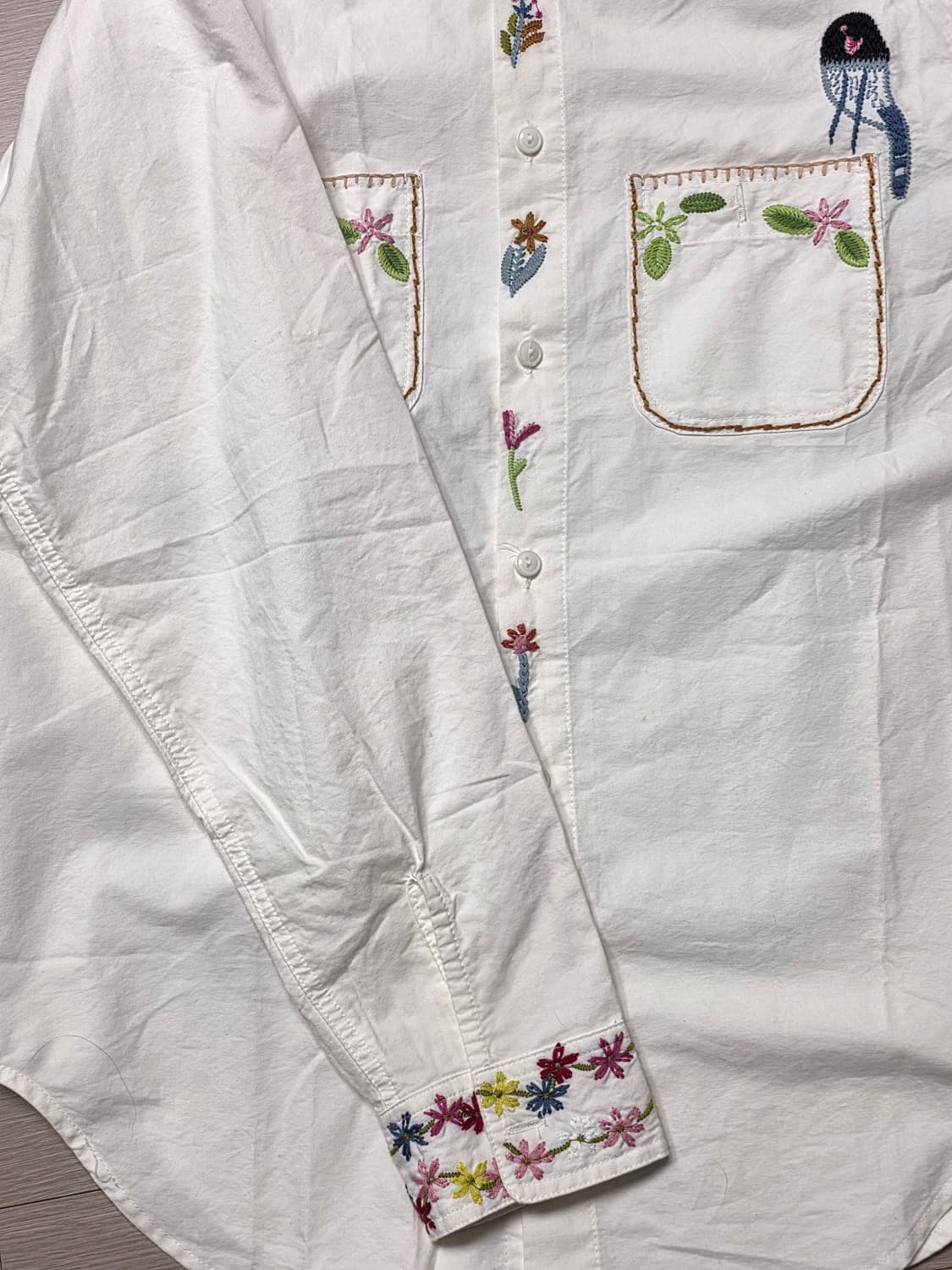 캐피탈 자수 OS 워크 셔츠 화이트 상품이미지2