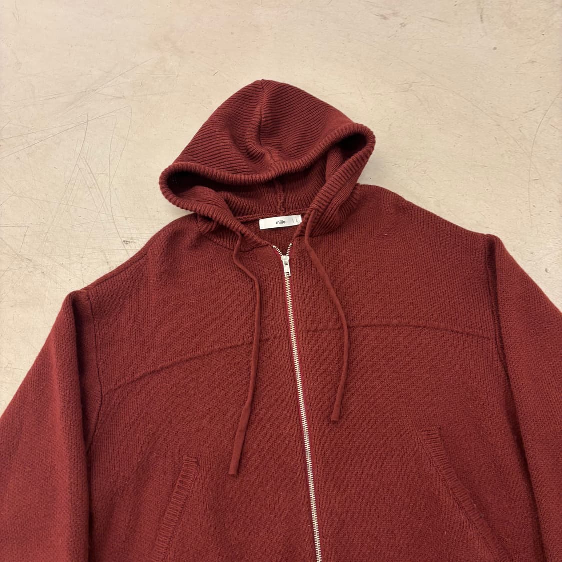밀로 버건디 미니멀 투웨이 후드 니트 상품이미지2