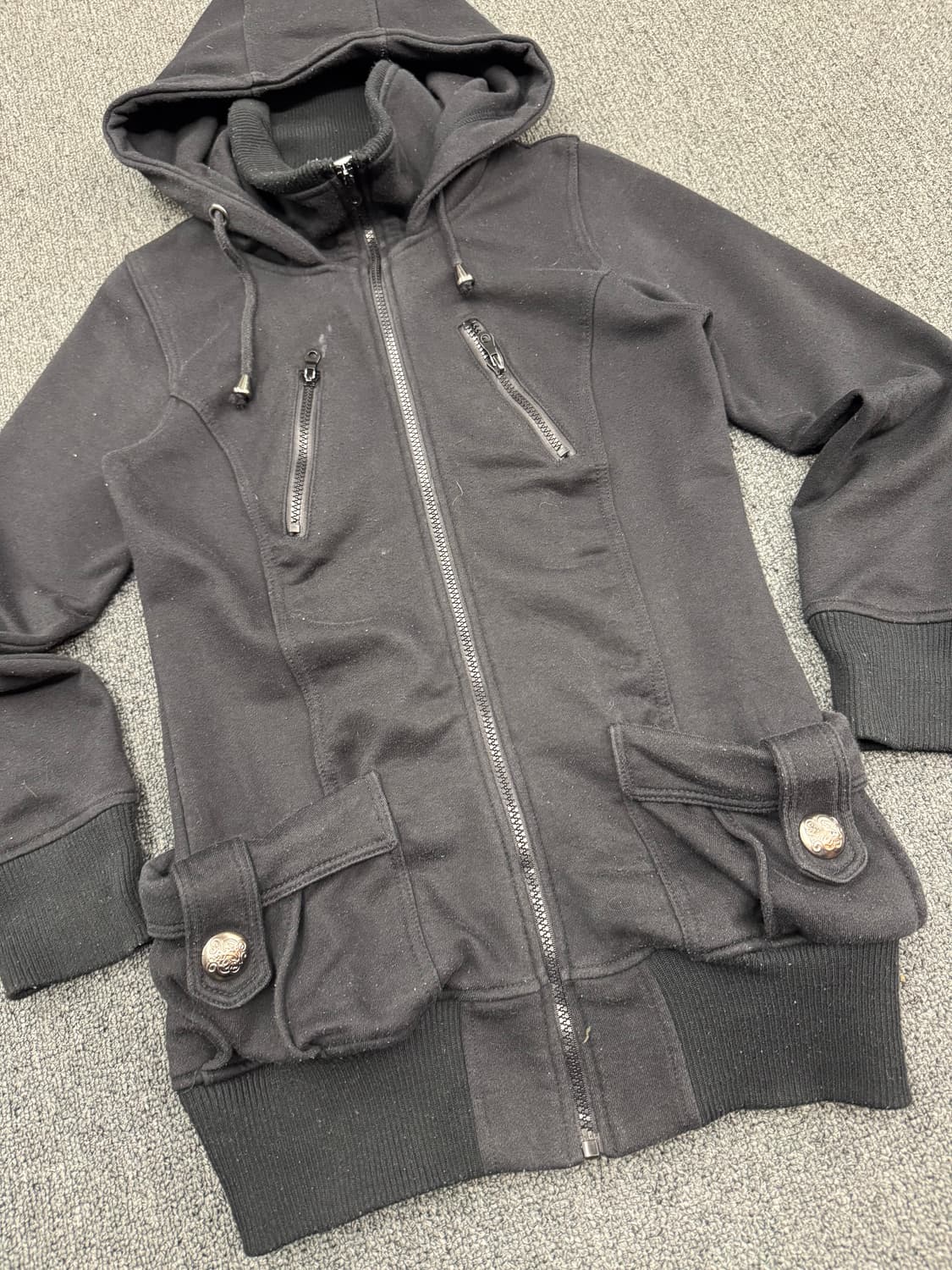 M)COLZA 빈티지 여성 니트 레이어드 후드집업 상품이미지4