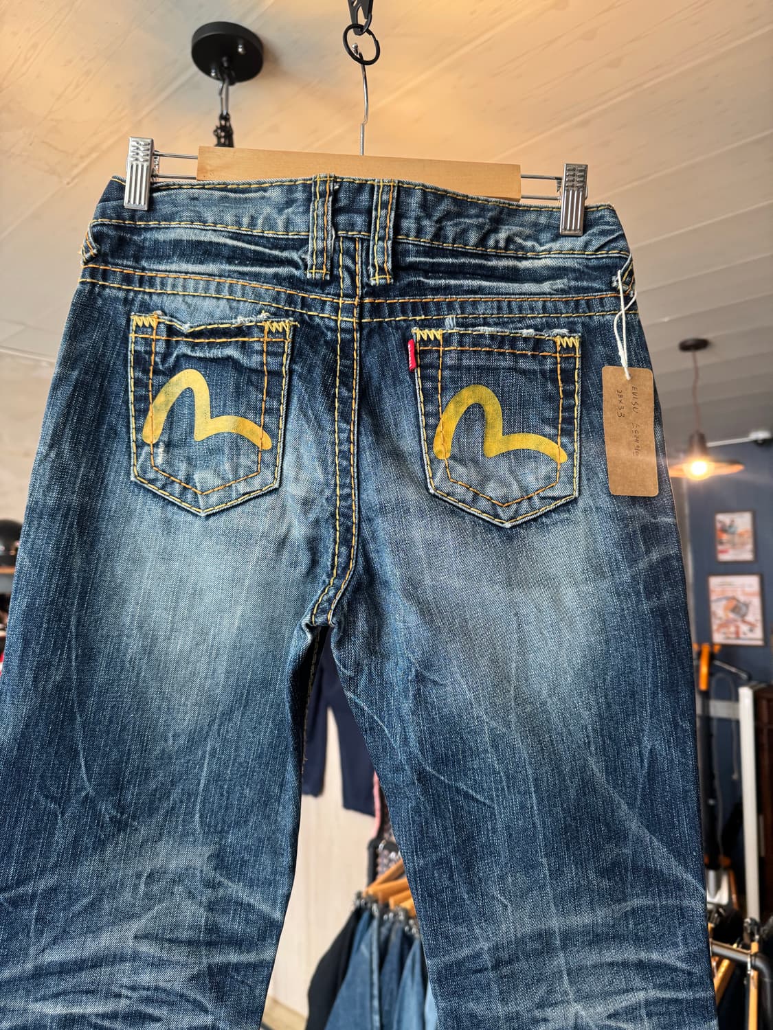 에비수 백포켓 노랑 페인팅 데님 28x33 상품이미지5