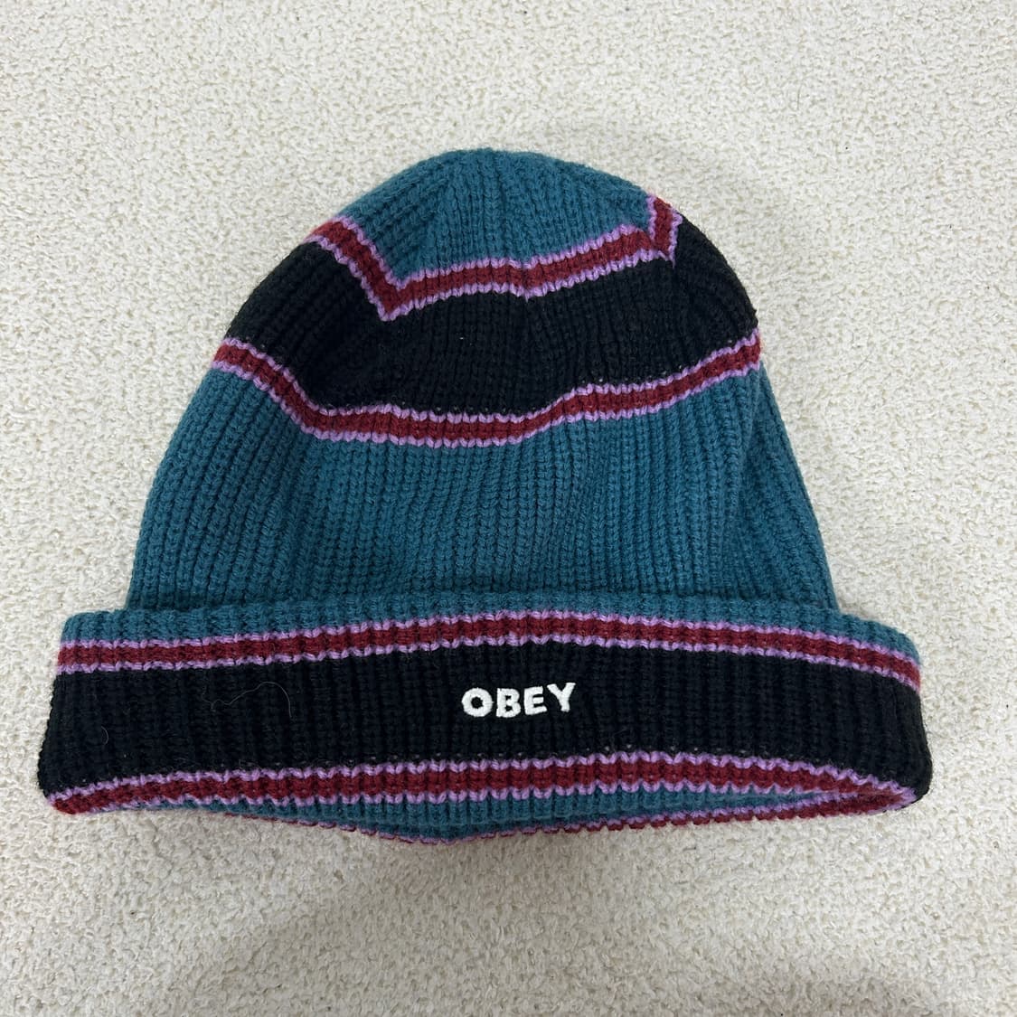 오베이 자수로고 스트라이프 비니 상품이미지2