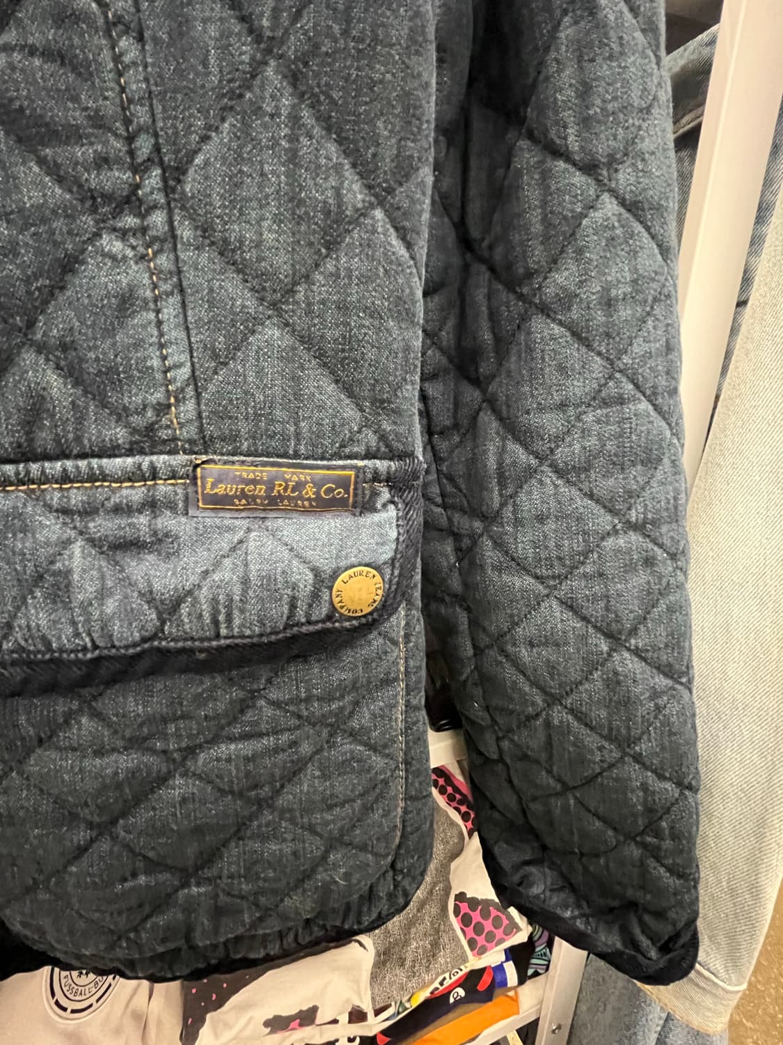 로렌 랄프로렌 퀼팅 자켓 데님 블랙 상품이미지6