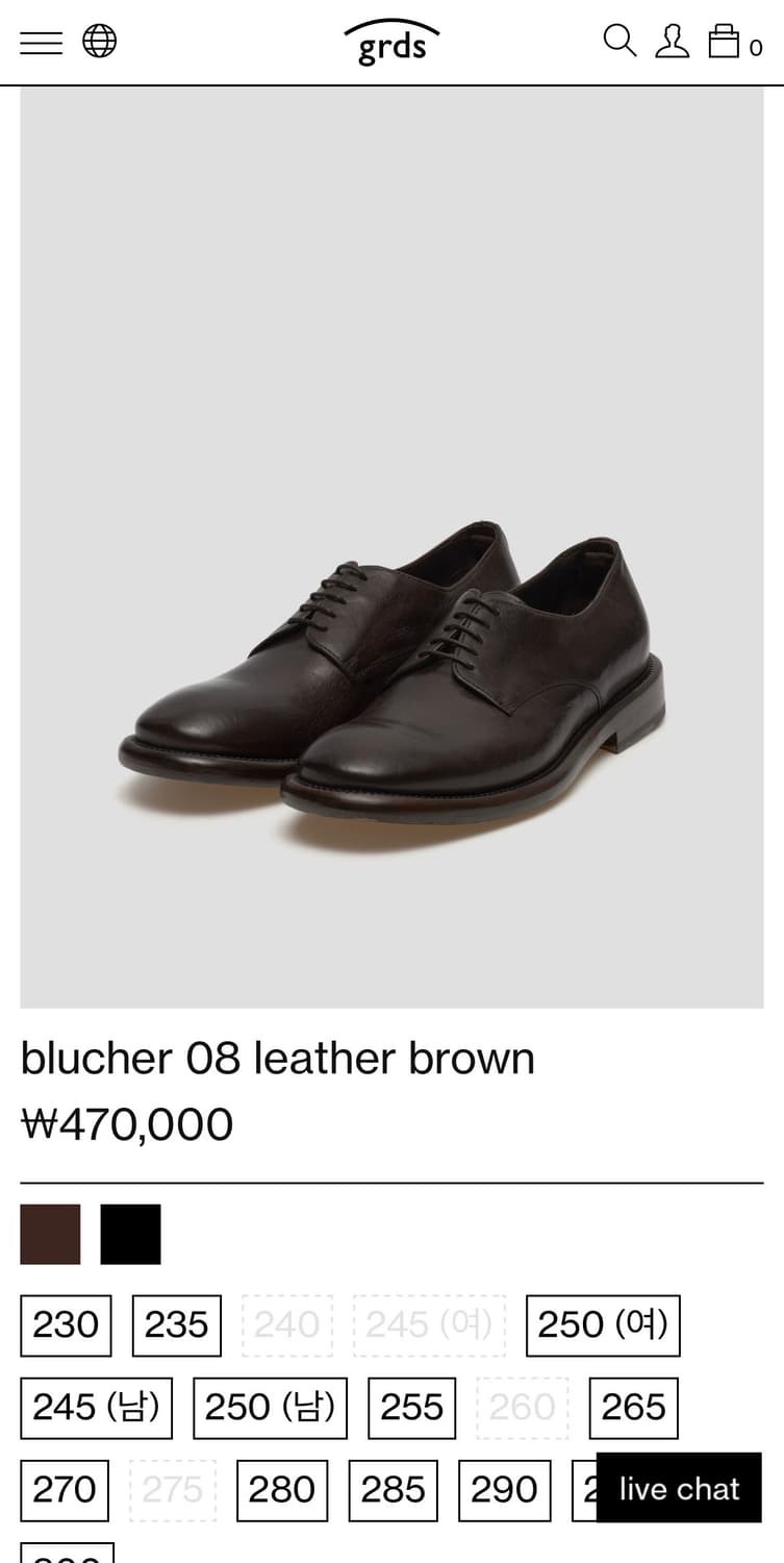 그라더스 blucher 08 leather brown 상품이미지1