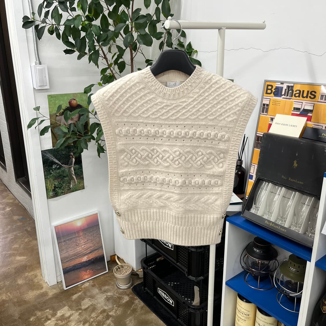 타임 우먼 캐시미어 블렌드 크로셰 니트 베스트 F(90) 상품이미지1