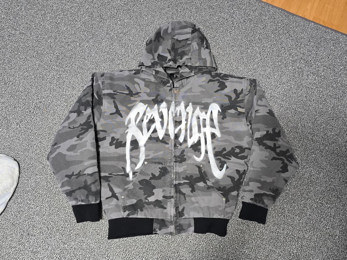 [M] REVENGE 리벤지 카모 워시드 패딩 후드 집업 상품이미지1