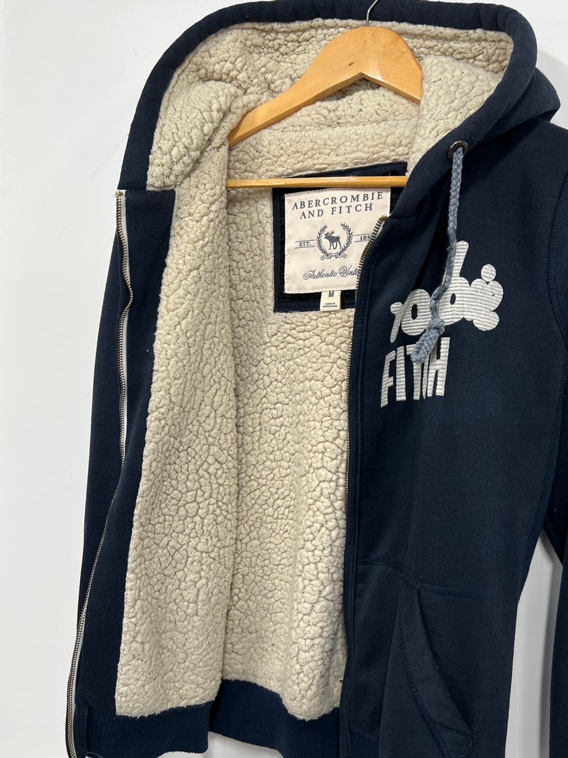 아베크롬비 레터링 로고 Y2K 양털 후드집업 상품이미지6