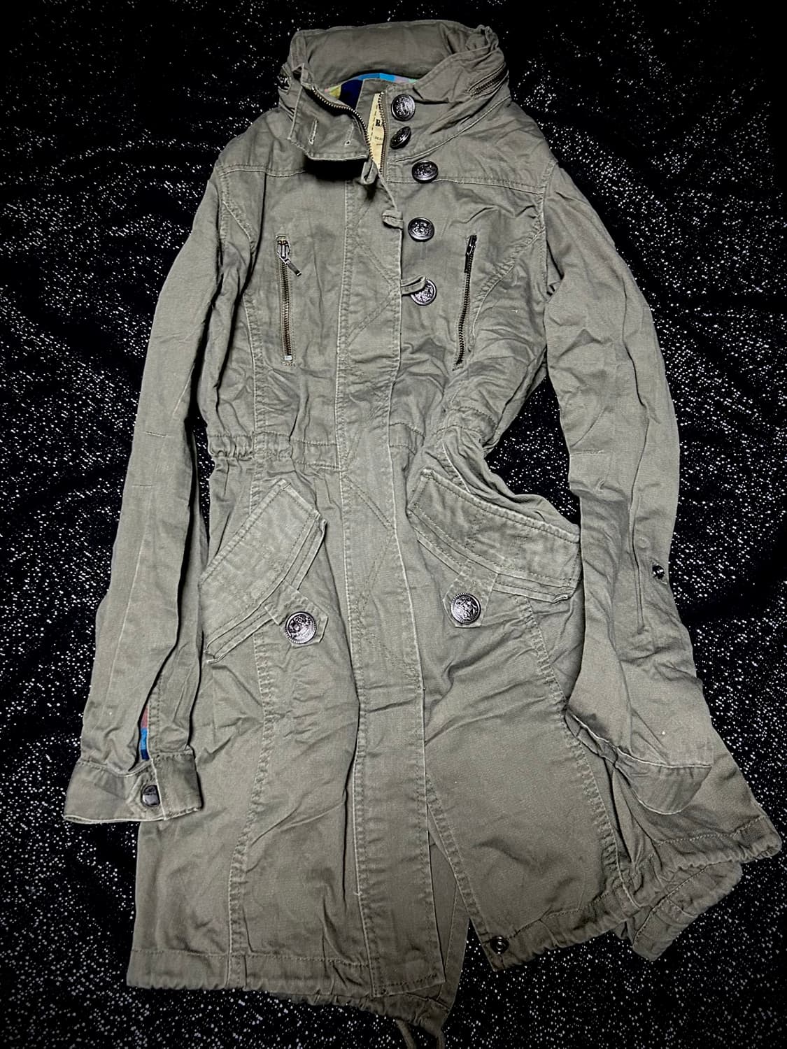 2000s JPN 백넘버 버튼 하이넥 롱 야상자켓  상품이미지1