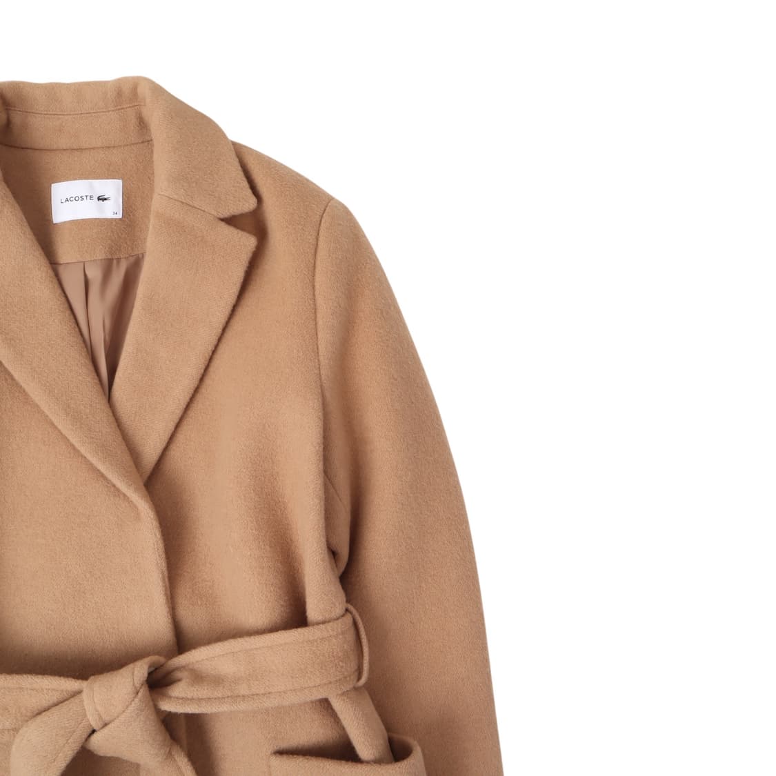 라코스테 우먼스 베이지 울 캐시미어 로브 코트 상품이미지3