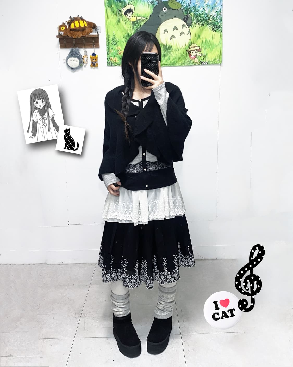 ꒰ঌ 사와코 무채색 케이프 세트 ໒꒱ 상품이미지1