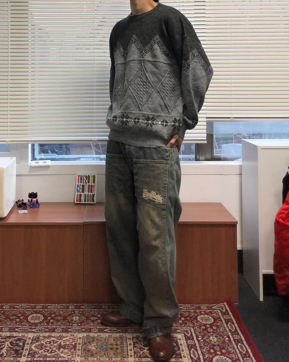 빈티지 90's 그레이 투톤 니트 스웨터 상품이미지3