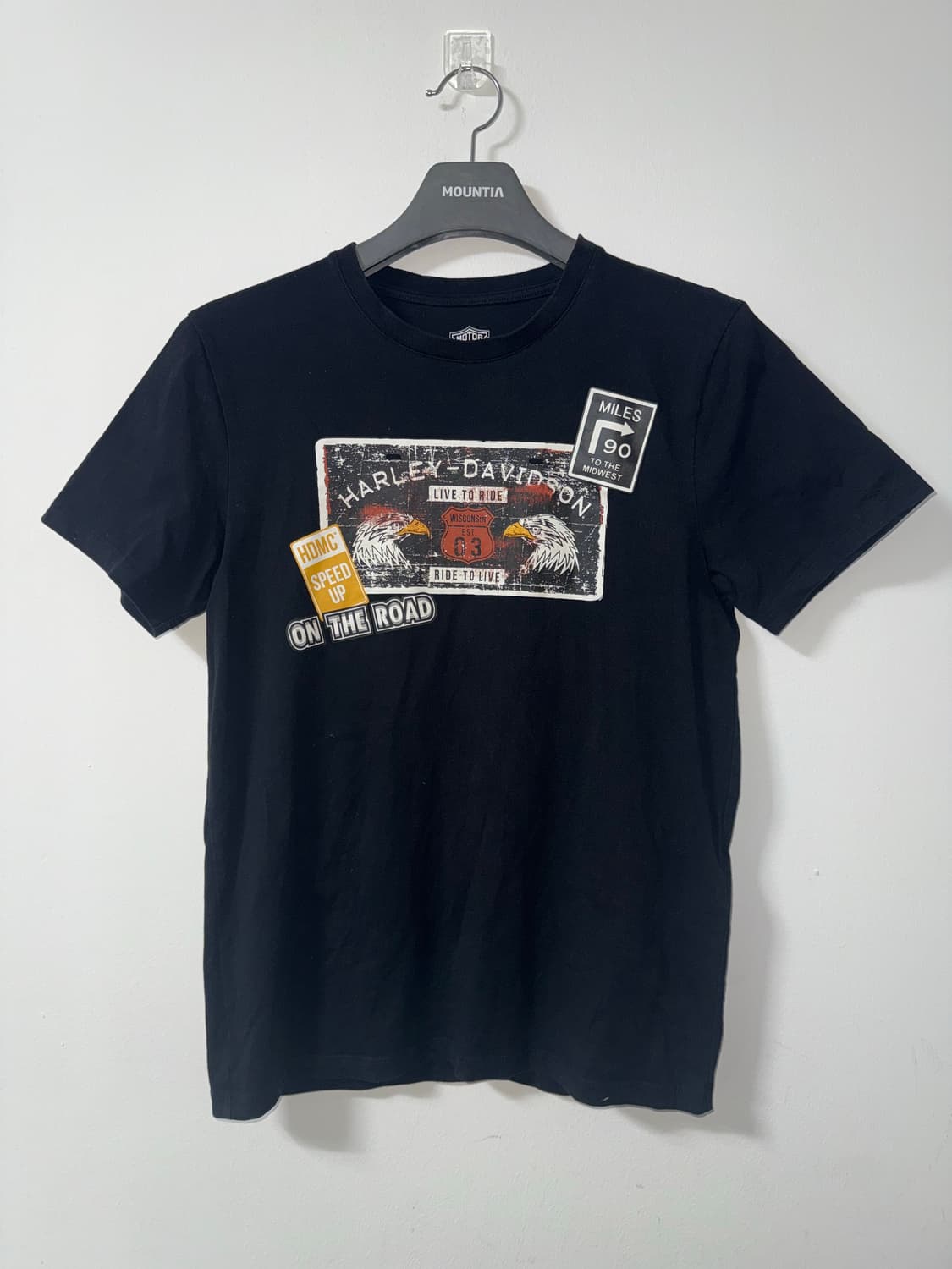 할리데이비슨 블랙 프린팅 반팔 티셔츠 상품이미지1