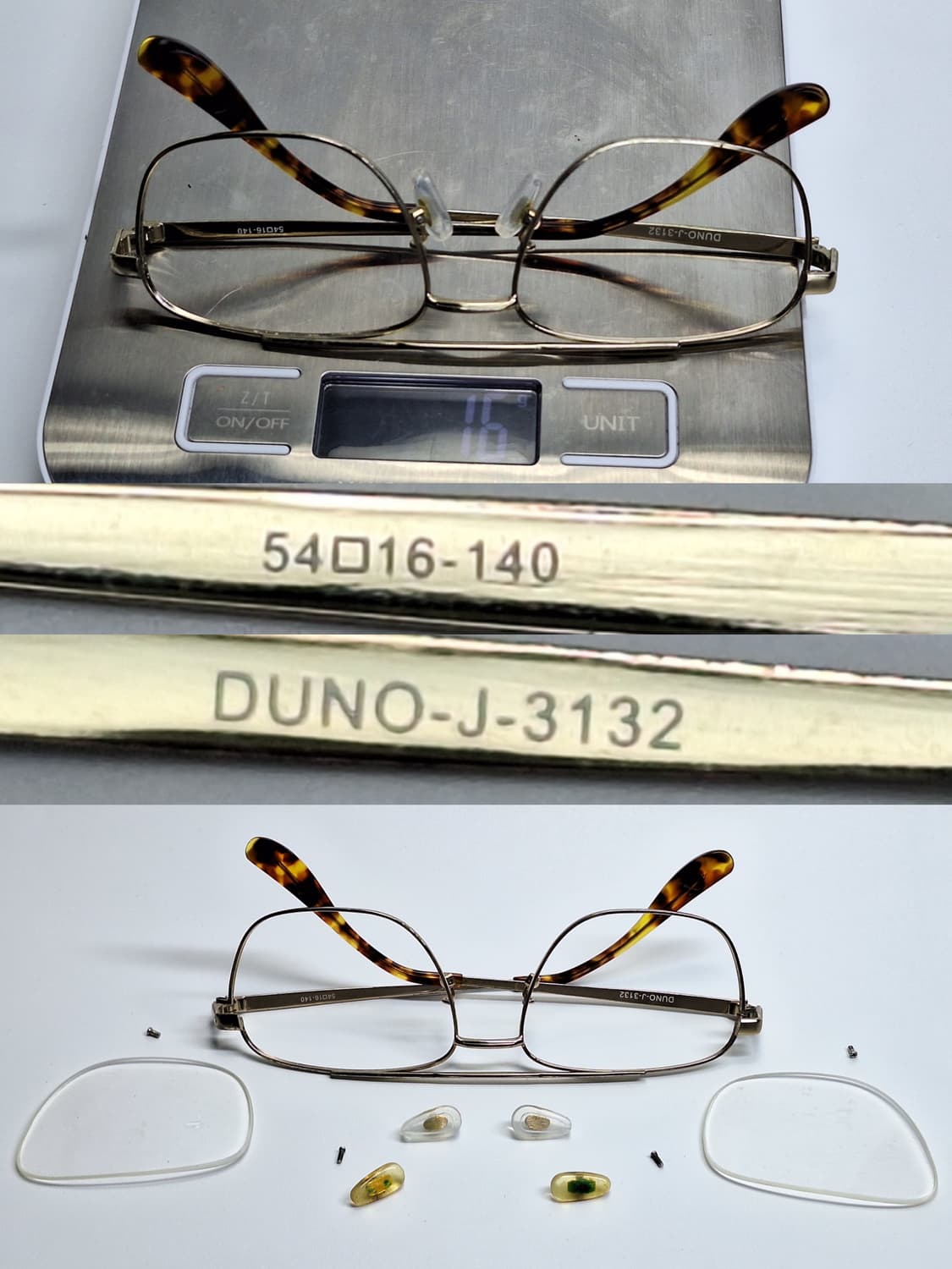 90s 일본 빈티지/DUNO J-3132 골드 투브릿지 에비에이터 안경테 상품이미지7