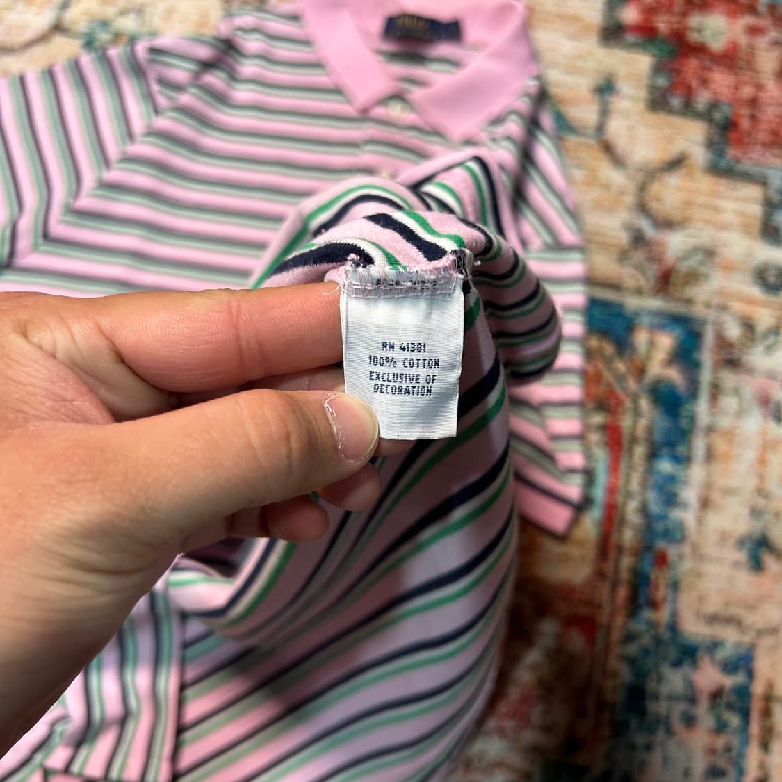 [XL] 폴로 랄프로렌 피마 소프트 터치 핑크 스트라이프 카라 반팔 상품이미지5