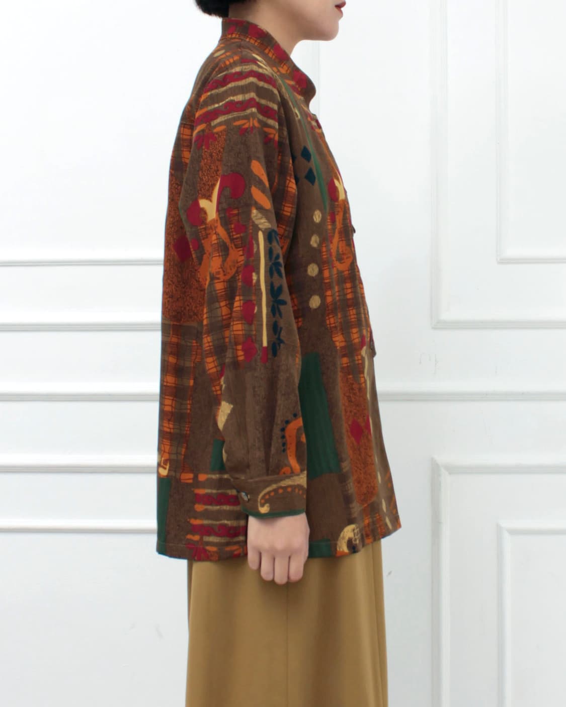 일본 빈티지 에스닉 패턴 차이나 카라 넥 블라우스 상품이미지8