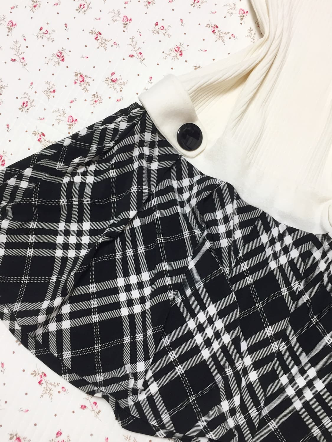 빈티지 갸루 블랙 체크 원피스 상품이미지4