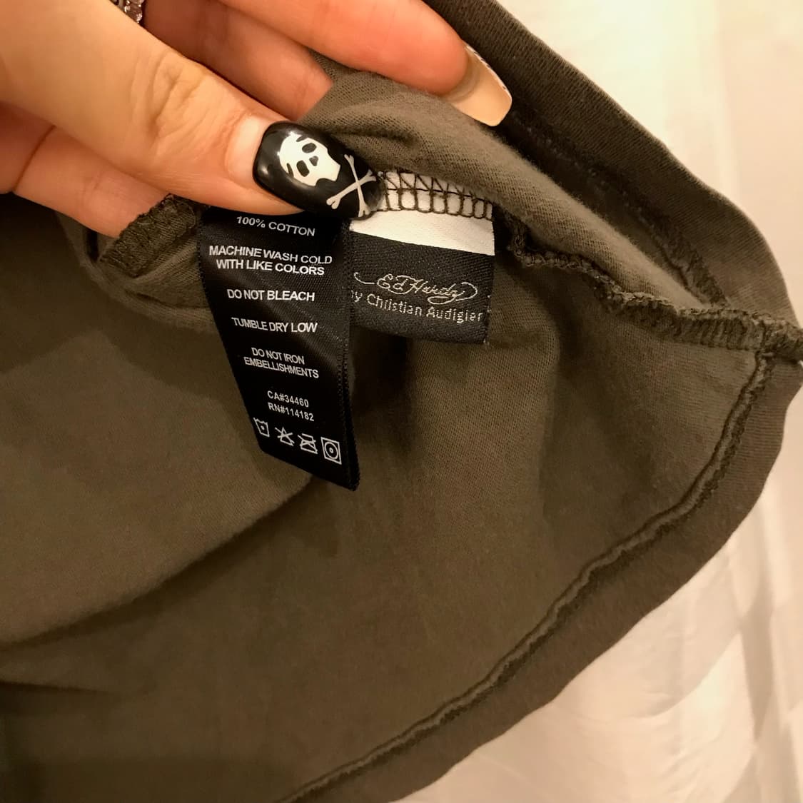 Ed Hardy 에드하디 펑크 큐빅 워싱 카키 반팔티 상품이미지6