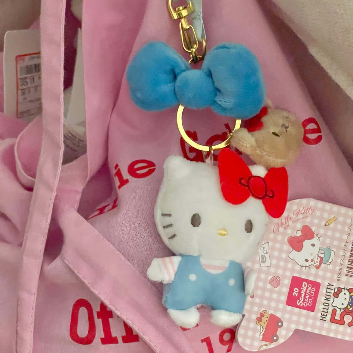 일본 산리오 정품 키티 타이니참 블루 핑크 마스코트 키링 50주년 상품이미지9