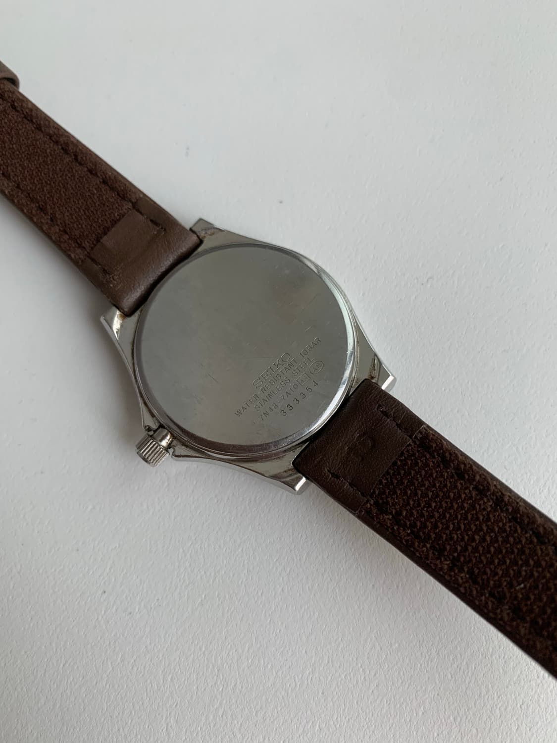 세이코 Seiko 쿼츠 브라운 래더 데이 데이트 상품이미지4