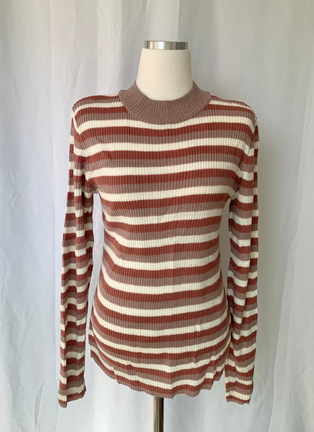 모리 단가라 스트라이프 폴라 니트 상품이미지2