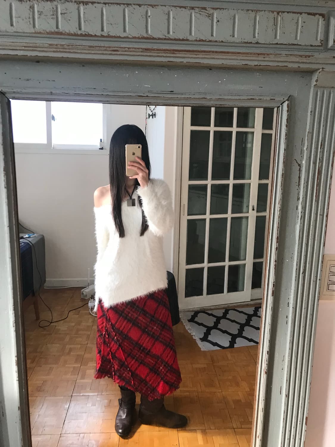 vintage checek skirt 상품이미지4