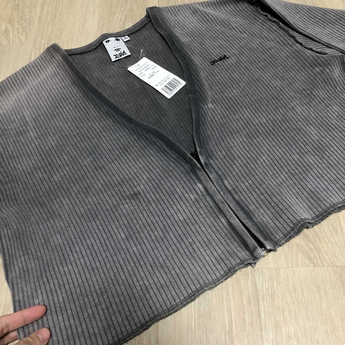 (우먼스 M) 새상품 X-GIRL 엑스걸 피그먼트 다잉 와이드 립 가디건 상품이미지4