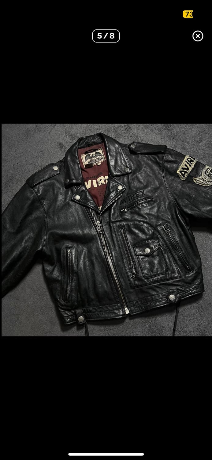 90's 아비렉스 소가죽 라이더 자켓 상품이미지5