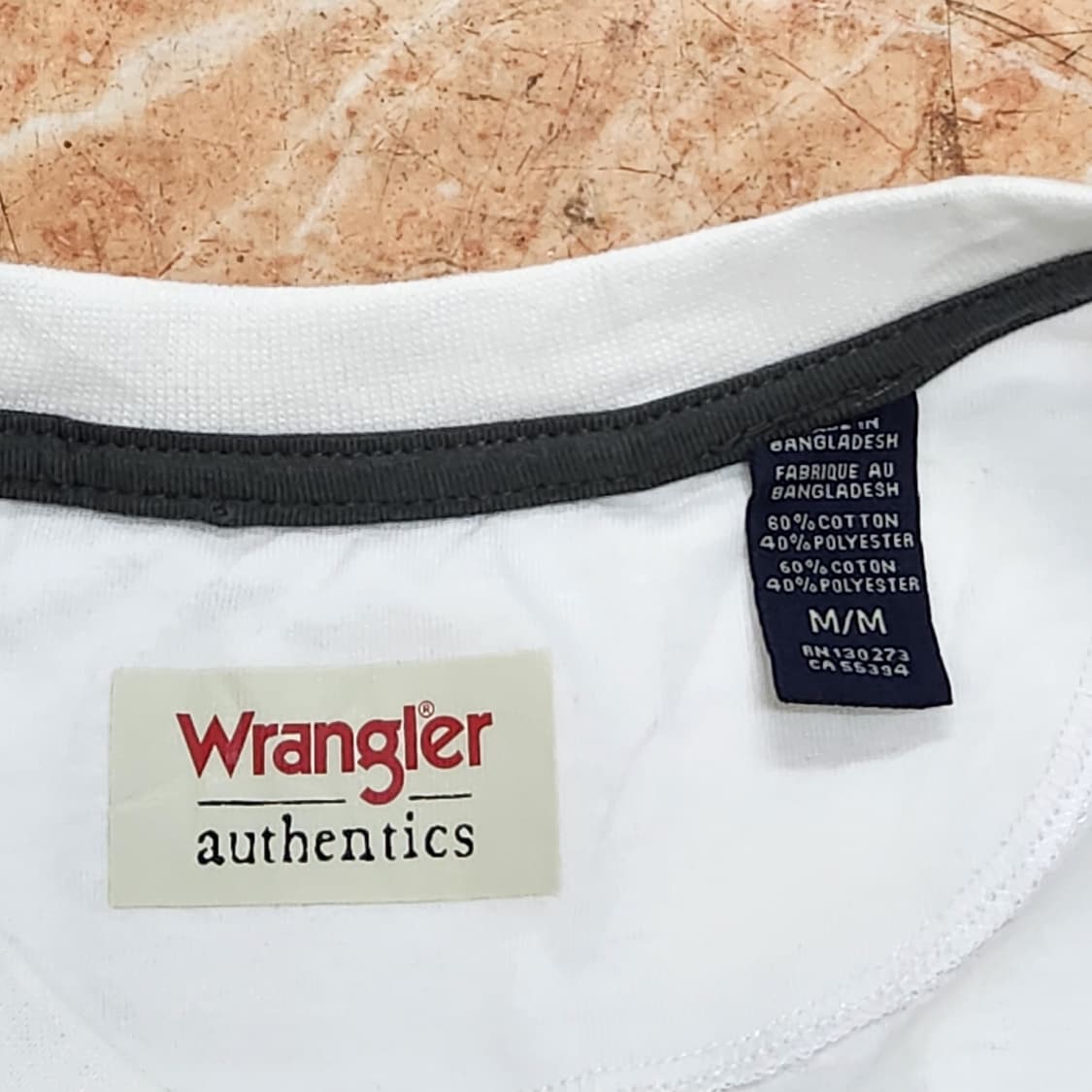 Wrangler 화이트 헨리넥 반팔티 M 상품이미지4