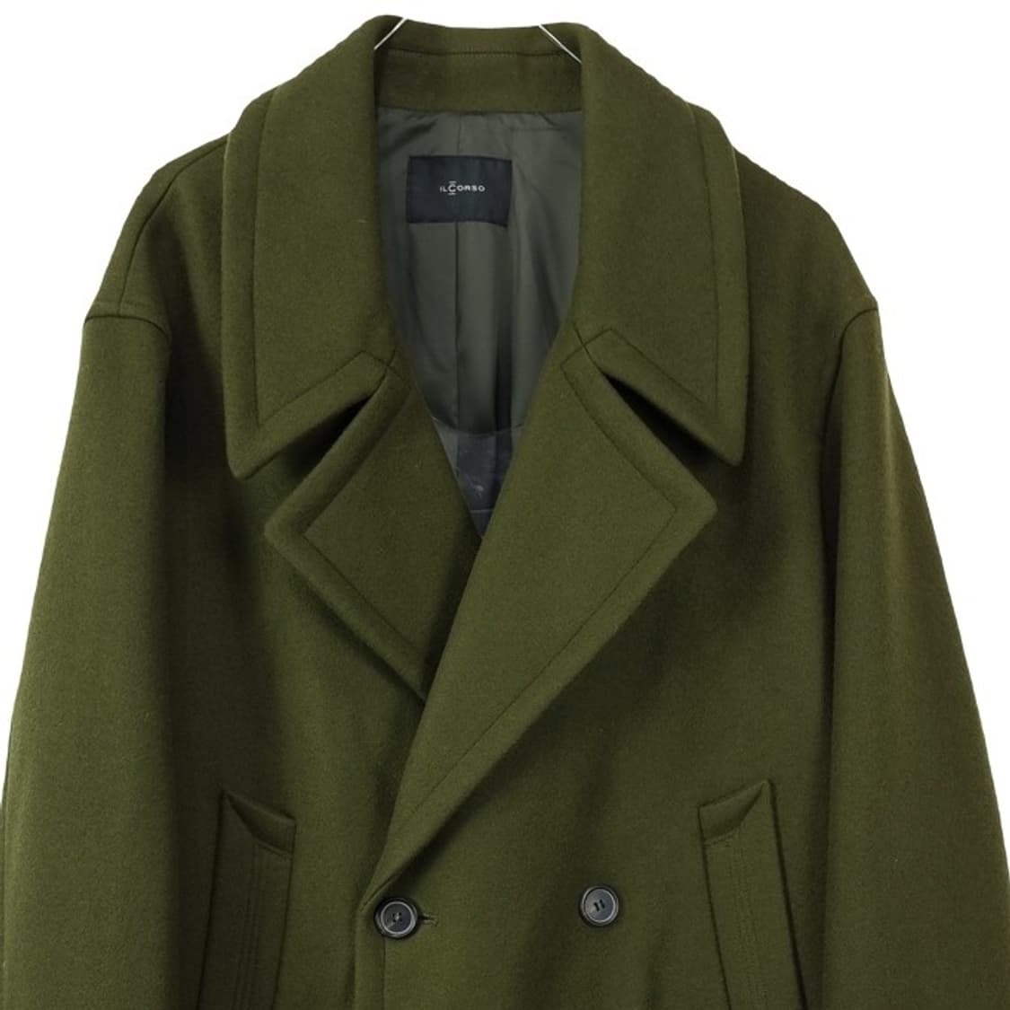 [일꼬르소] 오버핏 모직 더블 피코트 카키 M19643 상품이미지4