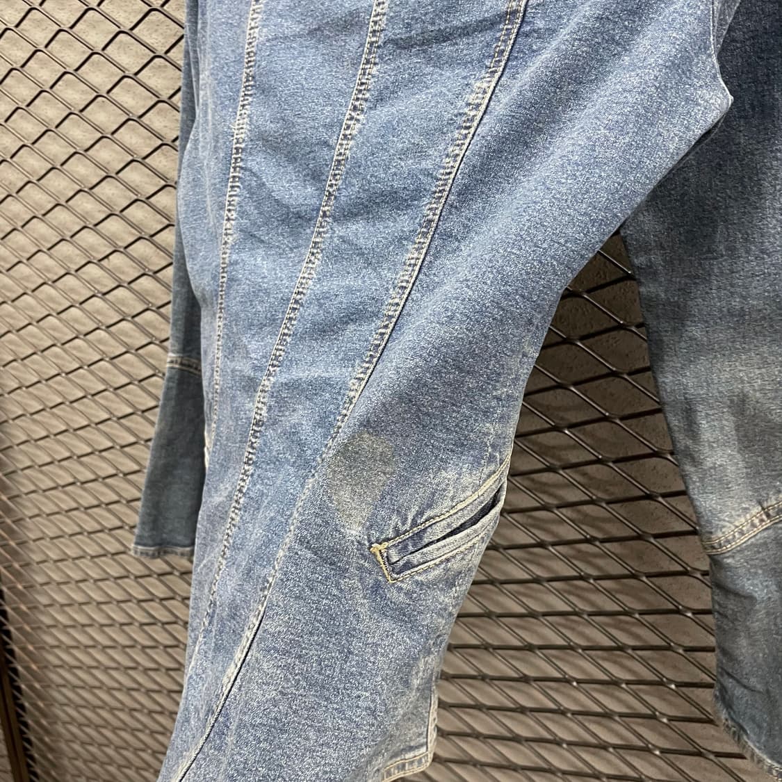 JPN VINTAGE 워싱 데님 자켓 나팔소매 더블버튼 디테일 중청 상품이미지7