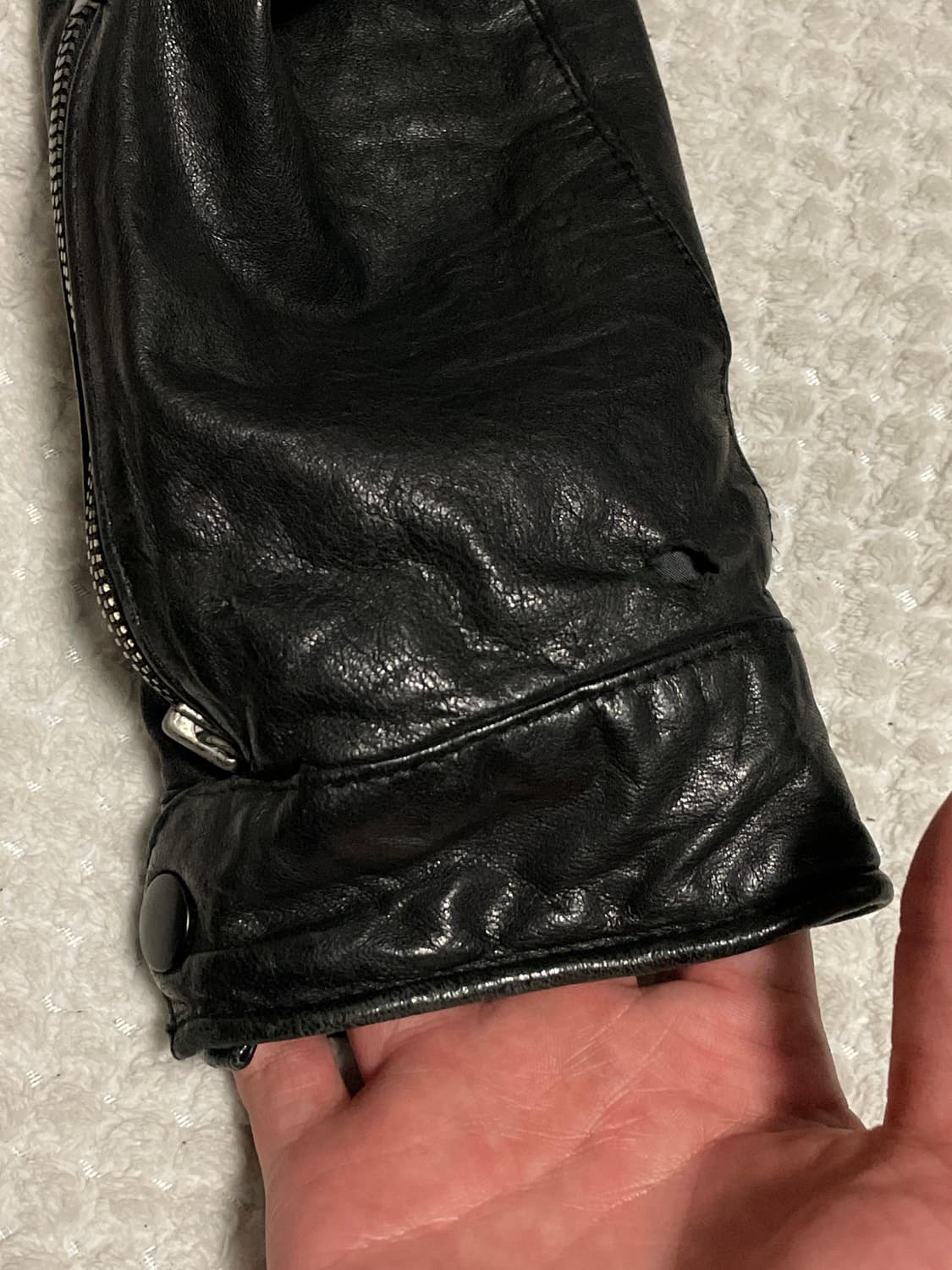 웨스턴 무드 이테리 램스킨 양가죽 절개 포켓 레더 자켓 상품이미지10