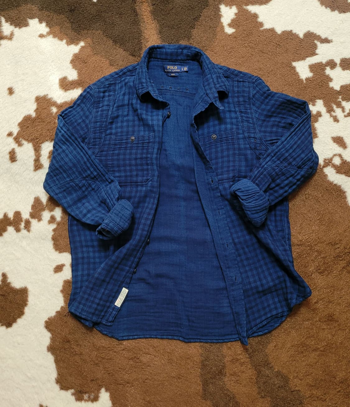 폴로 랄프로렌 남성용 인디고 체크 남방(L) 상품이미지1