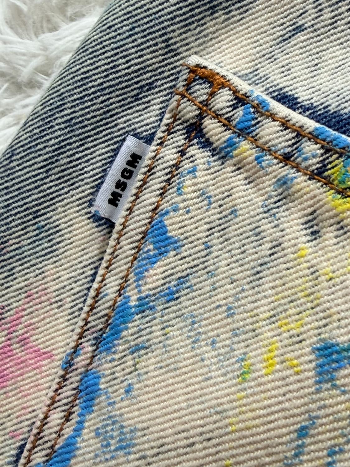 MSGM 멀티 컬러 페인트 스플래터 크림 데님 팬츠 상품이미지9