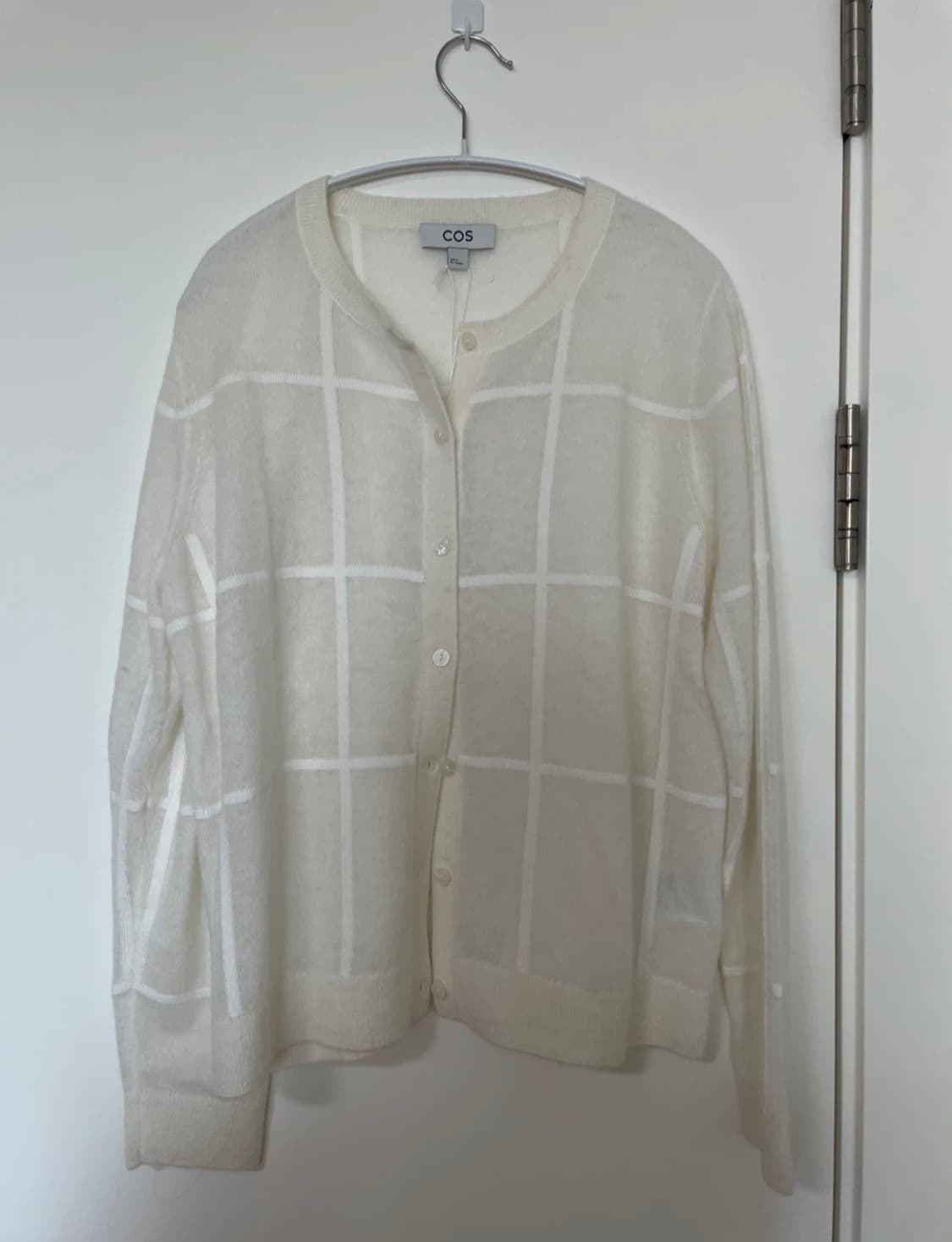 [새제품] COS Windowpane check 화이트 가디건 M사이즈 상품이미지3