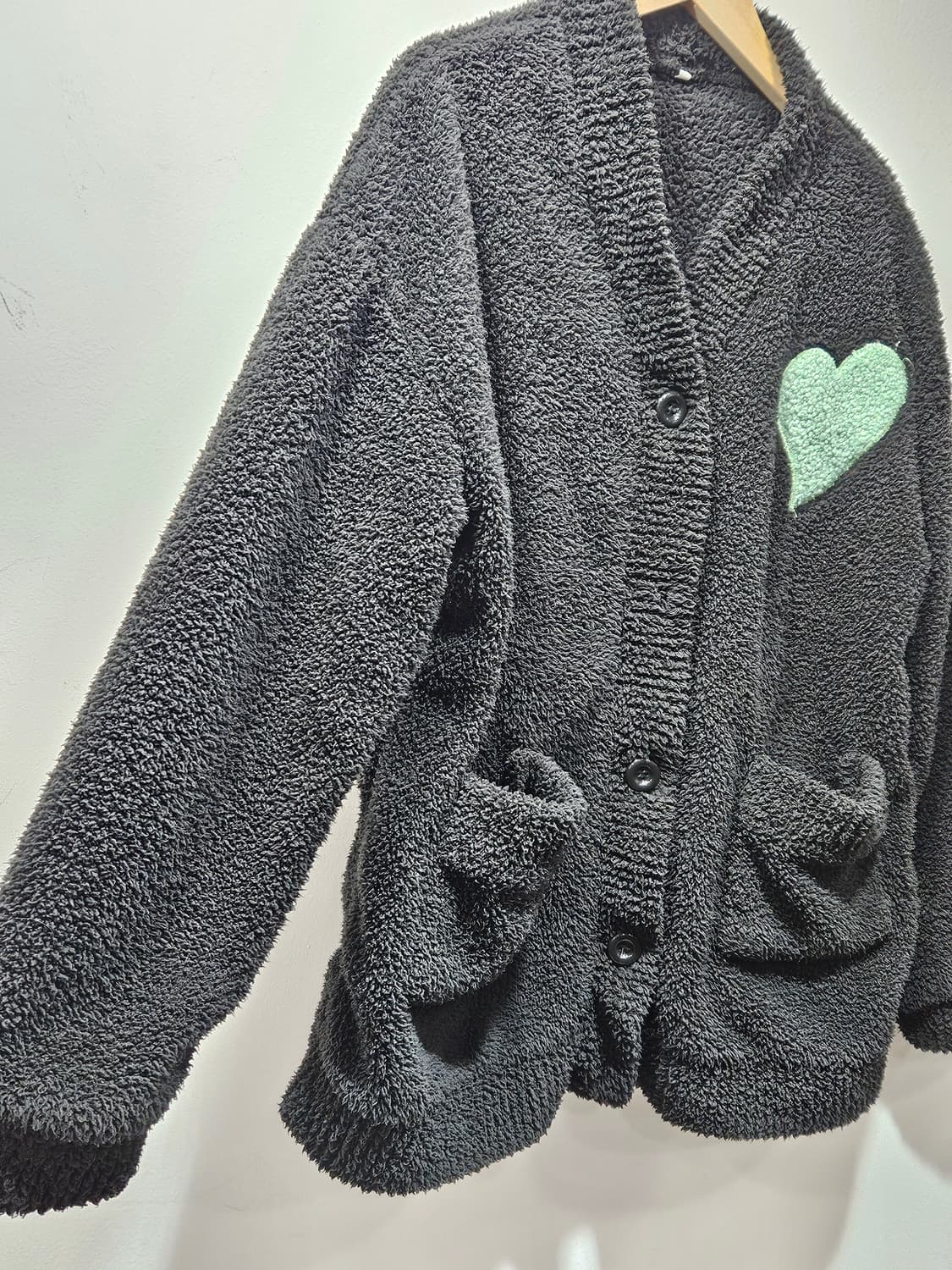 민트 하트아플리케 뽀글이 가디건 상품이미지6