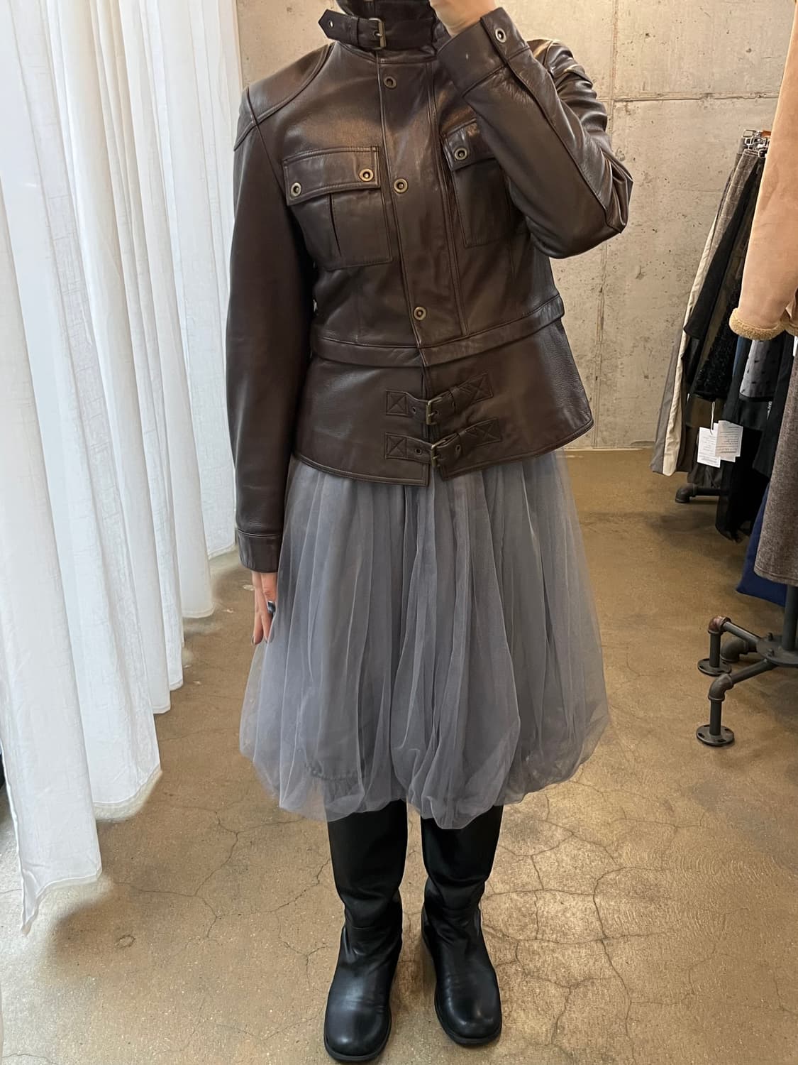 lambskin 양가죽 2웨이 자켓 브라운 상품이미지3