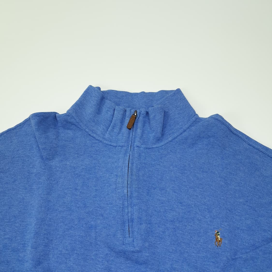 CL310 2XLT 폴로 코튼 가죽풀러 블루멜란지 하프집업 니트 상품이미지2