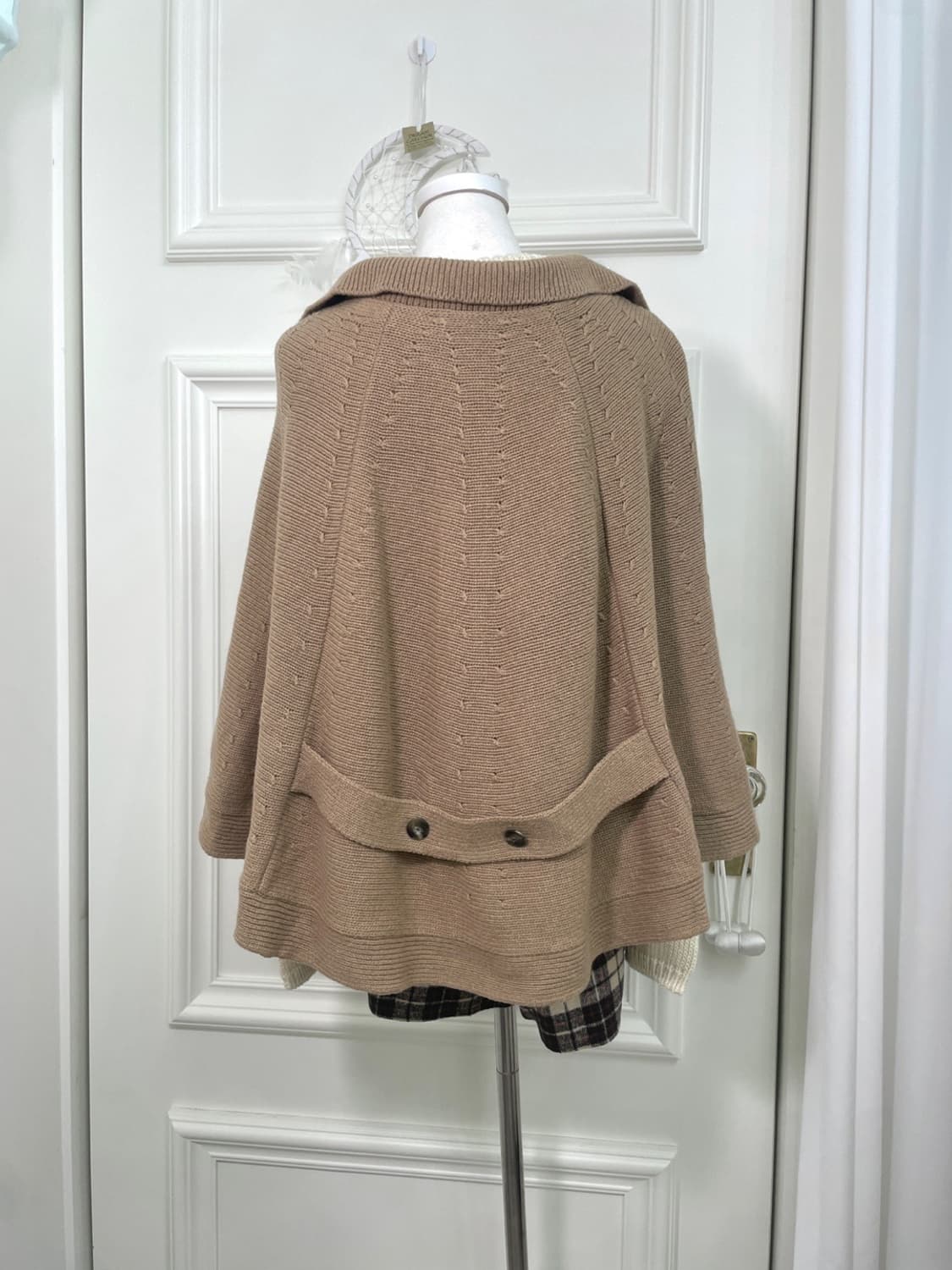 camel brown collar basic cape wool cardi 상품이미지3