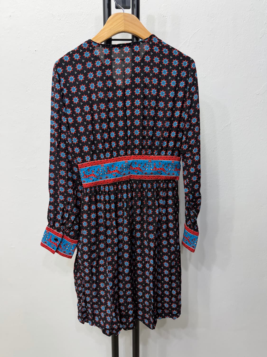 정품) 산드로 블랙 패턴 롱 원피스 36 상품이미지4